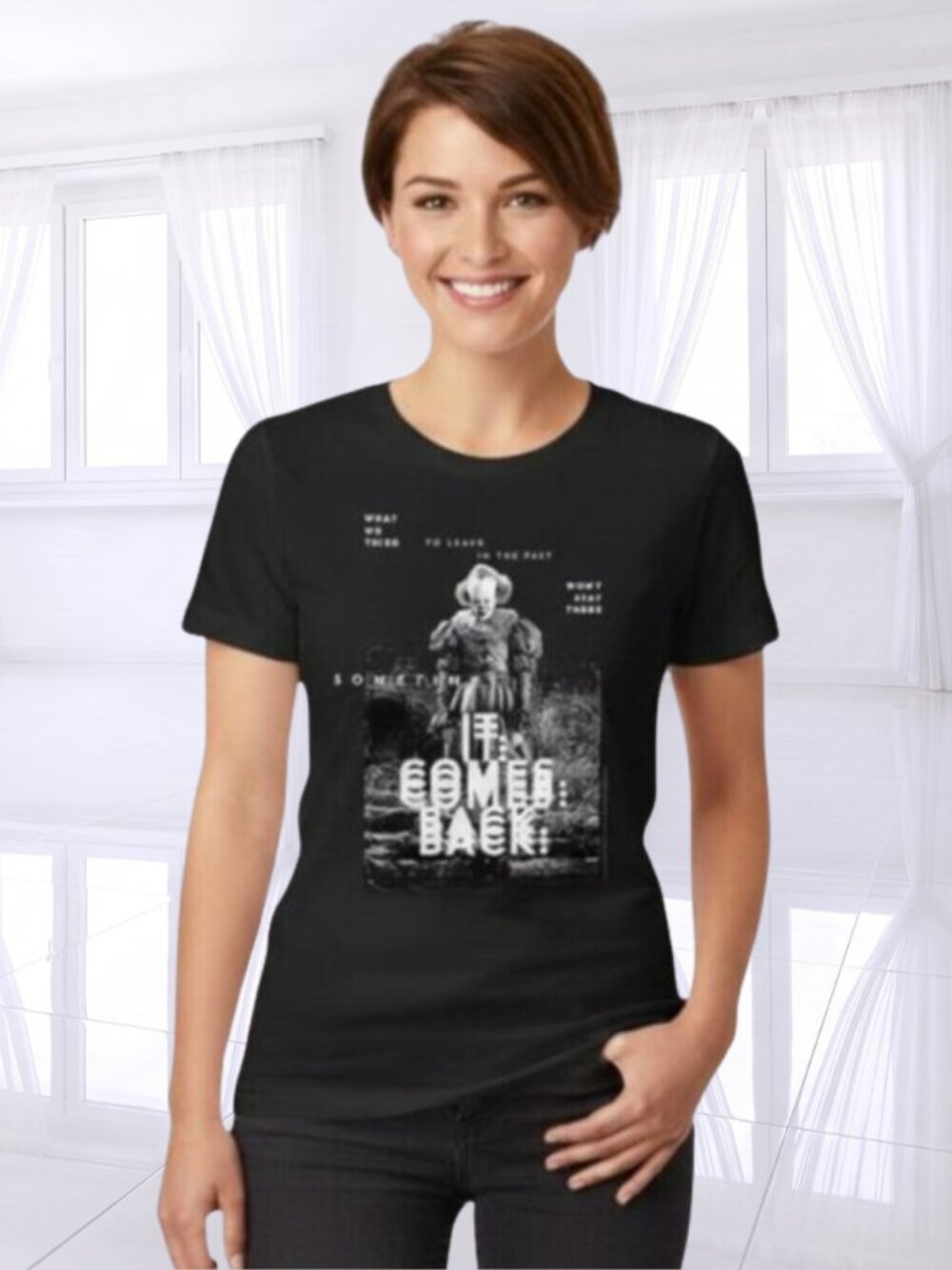 IT Chapter 2 Pennywise Glitch Graphic Tee Black Size Small Horror